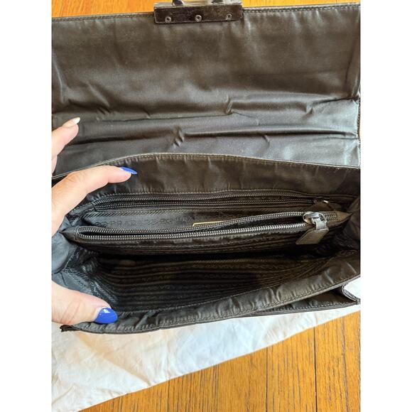 Prada Shoulder Crossbody Bag Womens Black Nylon Patent Leather Made in Italy - Picture 10 of 16